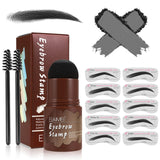 Ahu Eyebrow Stamp Stencil Kit Long Lasting & Waterproof Eyebrow Stamp And Shaping Kit For Perfect Brow With 10 Reusable Eyebrow Stencil And 2 Spiral Eyebrow Brushes For Women Girl (Black) -Used
