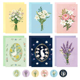Thboxes Blank Cards and Envelopes 5x7 In, 12 Pack Blank Note Cards, Teacher Thank You Card with Stickers, 6 Assorted Blank Greet
