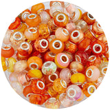 LAIDANLA Orange Mix Large Hole Beads, 100pcs 14mm x 5mm Round Resin, Plastic, Acrylic Loose Beads for Jewelry Making, DIY Gifts