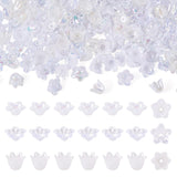 Magibeads 180Pcs Acrylic Flower Beads Caps for Jewelry Making White Theme AB Color Plated Floral Spacer Bead Bell Trumpet Lily E