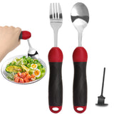 Adaptive Utensils, Weighted Special Supplies Spoon Fork Set, Weak Hand Grip & Handicapped & Parkinsons Aids for Living, Arthriti