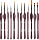 Prescent 12 pc Fine Detail Liner Paint Brushes for Precise, Miniature, Small Painting Art, Crafts, Acrylic, Watercolor, Oil, Mod
