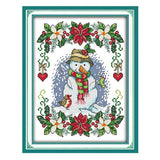 Ecomistiq New Year Snowman Pattern Stamped Stitch Kit Needlework 11Ct 27X37Cm | Stitch Kits | Hand Embroidery Kits | Embroidery