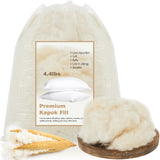 HunnmingRe 2.2lbs Premium Kapok Fill 100% Organic Kapok Fiber Organic Stuffing Anti Sensitive for Filling Pillows Couches Quilts