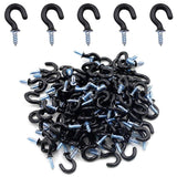 Biaungdo 100Pcs Vinyl Coated Metal Cup Hook 1/2, Screw-in Ceiling Hooks for Hanging (Black)