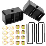 3 Rear Leveling Lift and Block Kit w/Extended Square Leaf Spring U-Bolts Fit for 1988-1999 Chevy GMC K1500, 1999-2020 Chevy Silv