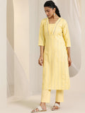 Libas Women'S Cotton Blend Kurta Sets (400566_Yellow_Xl)