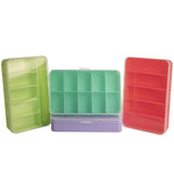 The Beadsmith Personality Case Color-Coded Organizers, 4 Stackable boxes, 22 compartments in total, Stack measures 5.75 x 3.8 x