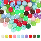 HARFINGTON 100pcs Random Dark Color Acrylic Round Beads 8mm Dia 1.9mm Hole Plastic Resin Smooth Balls Loose Bead for Jewelry Mak