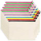 Koolmox Canvas Zipper Pouch, 40 Pack Bulk Cosmetic Bags Embroidery Bag Blank for Tie Dye, Marker, Circuit Projects, Christmas Gi