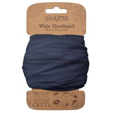 Karma Navy Headband for Women - Wide - Fabric Headband and Stretchy Hair Scarf - Navy