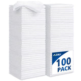 AIDEA Microfiber Cleaning Cloths White-100PK, Absorbent Cleaning Rags, Commercial Shop Rags Lint-Free, Scratch-Free, White Micro