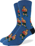 Good Luck Sock MenS Tyson PunchOut!! Crew Socks Blue, Shoe Size 712