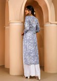 Gosriki Women'S Cotton Blend Chikankari Embroidered Straight Kurta (Zainab Grey-Gs_Xl_Grey_X-Large),Grey,,B0D182X3ZF