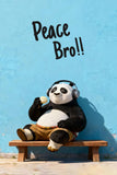 Roostaflag Peace Bro Panda Posters For Home Decor | Cute Panda Poster For Wall Decor Items | Panda Funny Stickers For Living Roo