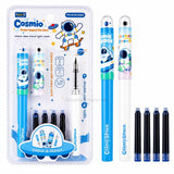 Onpalm Enterprise Space Theme Fountain Pen Set for Kids & Students | 2 Fountain Pens with 4 Blue Ink Refills | 0.38 mm Fine Nib