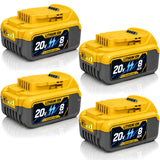 SANIU 4-Pack 8.0Ah Replacement for Dewalt 20V MAX Battery Shell Compatible with Dewalt 20-Volt DCB208 DCB206 DCB204 DCB200 DCB20