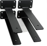 4 Pack - 9 inch Black Hidden L Shelf Bracket (1/5 Inch Thicked) Iron Floating Shelf Brackets Rustic Industrial Metal Brackets fo