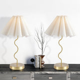 EOEYYOYB Pleated Table Lamp, Set of 2 Table Lamps for Bedroom, Bedside Lamps for Nightstand with Linen Lampshade, Modern Lamp fo