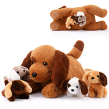 Skylety 5 Pcs Dog Stuffed Animal Puppy Stuffed Animal with Babies Inside 1 Big Mommy with 4 Mini Baby Cute Soft Toys for Childre