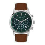 Timex Analog Watch For Men With Green Dial & Brown Leather Strap Band - Water Resistant Men'S Wrist Watches -Tweg294Smu02