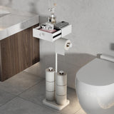 VOLDRA Toilet Paper Holder Stand with Shelf, Free Standing Toilet Paper Roll Holder with Wipes Storage Drawer Heavy Duty Floor B