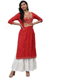 Gosriki Women'S Cotton Bandhani Regular Kurta With Sharara (Saina Myt-Red_M Medium),Red,,B08QDBXTYG