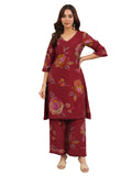 Libas Women'S Silk Blend Kurta Set (400419_Maroon_Xxl)
