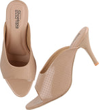 Shoetopia Women'S & Girl'S Beige Peep Toe Textured Slim Heels,Beige,4,B09NC2BV42