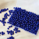 Jabrand Navy Blue Glass Beads Bulk, 8mm Glass Beads for Barcelet and Jewelry Making DIY Crafts (360pcs)