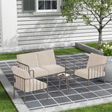 4 Pieces Patio Furniture Set, Armchairs with Coffee Table, Outdoor Furniture Set with Cushion, Modern Outdoor Conversation Deep