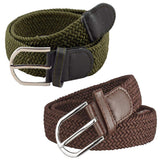 Veteran Stretchable Braided Cotton Belt For Men And Women,Flexible Unisex Belt (Green And Brown Colore)