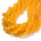48Pcs Yellow Jade 8mm Beads Natural Stone Round Gemstone Genuine Real Stone for DIY Bracelet Jewelry String Making