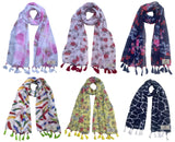 Fusfus WomenS Printed Chiffon Scarves And Stoles, Free Size(Multicolour, Fs1612) Pack Of 6 (Multicolor3)