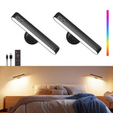 PopoIron Rechargeable LED Wall Sconces for Bedroom,Wall Lights with Remote Control and Touch,360 Rotation,3 Colors Temperatures