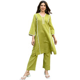 Anni Designer Women'S Cotton Blend Solid Ethnic Co-Ord Set (Thara Mehandi_M_Green_Medium),Green,M