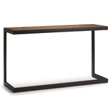 SIMPLIHOME Erina SOLID ACACIA WOOD and Metal 52 inch Wide Industrial Console Sofa Table in Rustic Natural Aged Brown for the Liv