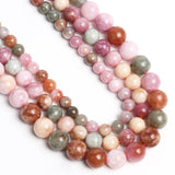 Yochus 45pcs Rainbow Alashan Round Smooth Stone Beads for Bracelet Making
