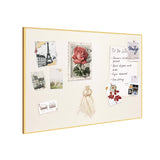 lightomorrow Bulletin Board 16 x 12 inches, Oatmeal White Pin Board, Golden Aluminum Framed Fabric Cork Board with 10 Push Pins