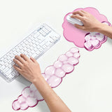 Keyboard Wrist Rest Set Ergonomic Cloud Wrist Rest Keyboard and Mouse Pad, NonSlip Desk Accessories for Office and Home(Pink)