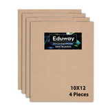 Eduway 10X12 Inch Mdf Board Wood Sheet For Mandala , Lippan, Resin Art & Craft, 4Mm Thick, Pack Of 4 - Premium Cardboard Materia