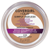 COVERGIRL Simply Ageless Instant Wrinkle Defying Foundation, SPF 28, Hyaluronic Complex & Vitamin C - 235 Medium Light, Pack of