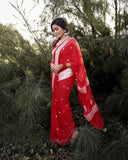 Shiv Textiles Womens Cotton Banarasi Silk Saree With Unstitched Blouse (Pink) Red Free