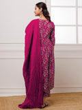Gosriki Women'S Cotton Blend Anarkali Printed Kurta With Pant & Dupatta (Dabu Pink-Gs_Xl_Pink_X-Large),Pink,,B0D9WCBXVH