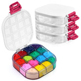 Yeaqee 4 Pcs Airtight Paint Storage Palette Box 16 Wells Stay Wet 4.4x3.5x1 in Small Paint Palette with Lid Acrylic Storage Cont