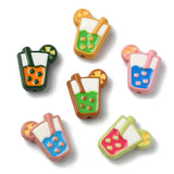 KitBeads 12Pcs 6 Colors Bubble Tea Cup Beads Hand-Drawn Acrylic Enamel Boba Tea Drink Beads for Crafts Bracelets Keychains Jewel