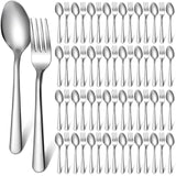BBTO 100 Pcs Forks and Spoons Silverware Set Bulk Stainless Steel Flatware Cutlery Set Kitchen Utensils for Home Restaurant 50 7