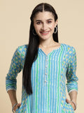 Rangita Blue Rayon Calf Length Printed Flared Kurti For Women | Kurta For Women_3Xl