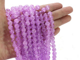 ZHFMLY 450pcs Purple Crackle Glass Beads Handcrafted Round Lampwork Smooth Loose Beads for Bracelet & DIY Jewelry Making 8mm