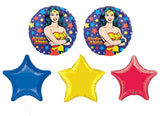 Wonder Woman Balloon Bouquet 5 Foil Balloons Bundle